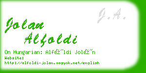 jolan alfoldi business card